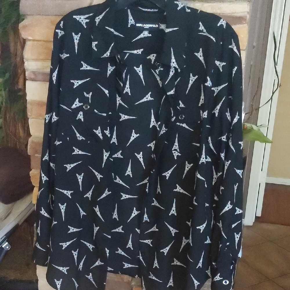 Karl Lagerfeld Black and White Iconic Print Shirt New With Out The Tag